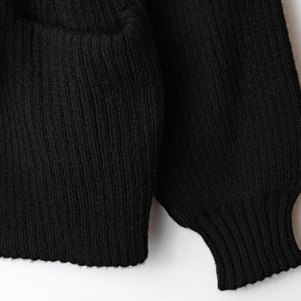 Black Casual Women's V-Neck knit sweater Cardigan - Picture 3 of 6